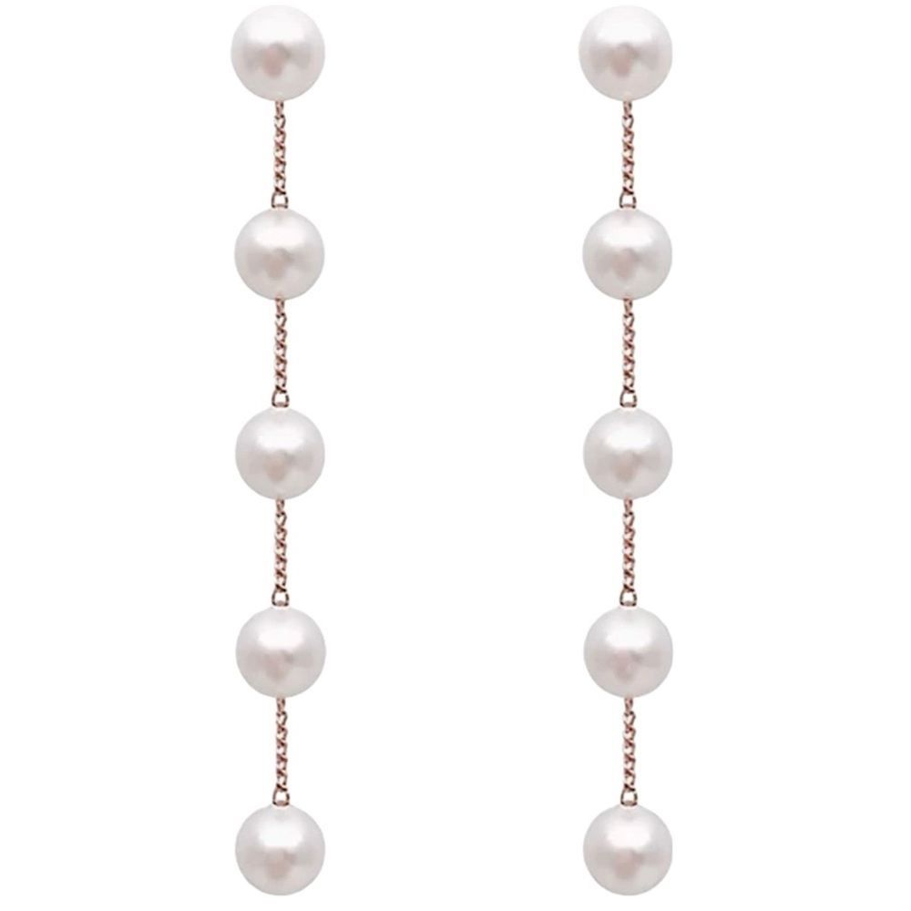 Brand New Faux Pearl Chain Tassel Drop Earrings